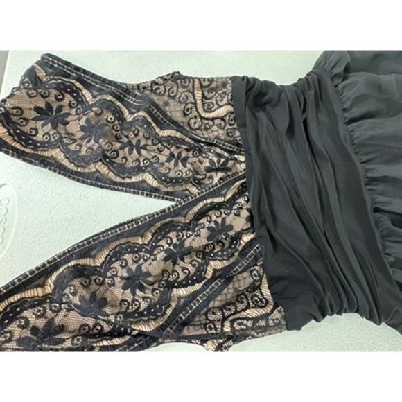 "JESSICA HOWARD" Babydoll Black Lace SZ 8 Dark Romance Goth Sexy Dress Midi - Picture 5 of 11